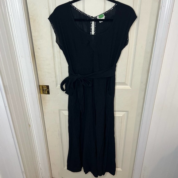 Anthropologie Black Short Sleeve Jump Suit Tie Size 4 - Picture 1 of 11